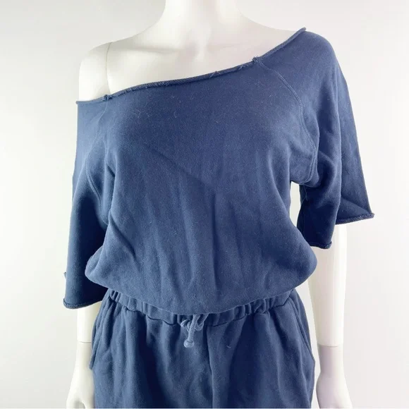 Rodeo Crowns Women's Navy Blue Short Sleeve Off The Shoulder Jumpsuit One Size